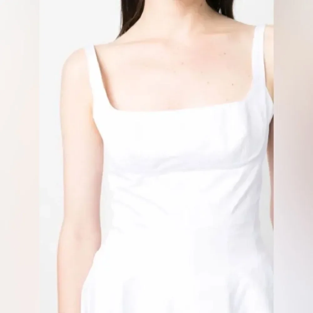 GIOVANNI BEDIN Godet Flared Cotton Mini Dress In White